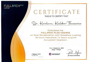 certyfikat fullarch plus course lek dent karolina kielska tłuczewicz